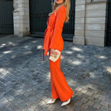 Advbridge New Fashion Blazer Loose Temperament Women's Sets High Waist Casual Solid Color Pants Set Lace Up Sets of Women 2 Pieces Elegant