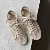 ADVBRIDGE  -  German Training Shoes Women 2025 Summertime Flat Lace-up Forrest Gump Shoes Women Genuine Leather Mesh Ventilation Sneakers
