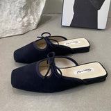 ADVBRIDGE  -  Summer 2025 New Women Flat Slipper Fashion Square Toe Slip On Mules Shoes Soft Flat Heel Outdoor Dress Sandal Slides New Woman