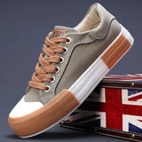 ADVBRIDGE  -  Men Canvas Shoes Casual Lace Up Sneakers Summer Fashion Breathable Vulcanize Shoes Rubber Flats Outdoor Autumn Casual Man Shoes