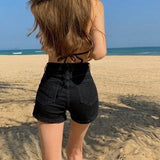 Advbridge Streetwear Tight Denim Shorts Women Fashion High Waist Slimming Shorts Woman Button Split Y2K Short Jeans Ladies