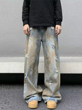 Advbridge Holes Ripped Die Dye Men's Jeans Loose Fit Zipper Washed Distressed Denim Pants  Female 2025 Spring New Fashion Lady Streetwears