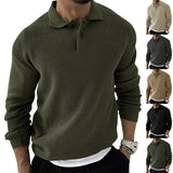 Advbridge New Men's Sweater Knitted Lapel Slim Fitting Solid Color Knitted Pullover Social Streetwear Casual Business Men