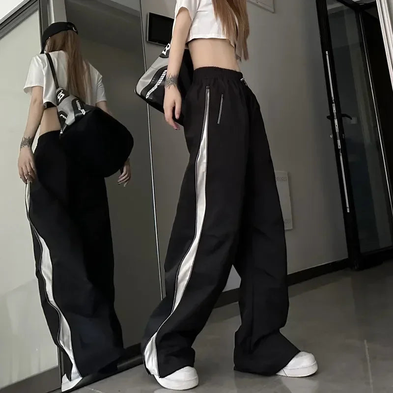 Advbridge Y2K Sweatpants Women Korean Streetwear Techwear Parachute Cargo Pants Harajuku Track Pants Training Wide Leg Trousers