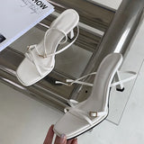 Advbridge 2024 New Summer Square Toe Woman Sandals Street Style Narrow Band Ankle Buckle Strap Thin High Heels Wedding Shoes