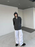 Advbridge Korean High Street Semi Zipper Pullover Sweater Mens Solid Color Hooded Knitted Sweater Lazy Style Design Jacket Couple Style
