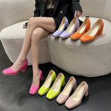 ADVBRIDGE  -  New Retro Pumps Women Temperament Square Toe Thick Heel Ladies Dress Shoes High-heeled OL Fashion High Heels Pumps Plus Size 43