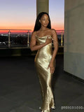 Advbridge  Elegant Satin Backless Maxi Dress For Women Gown Summer Spaghetti Strap Sleeveless Party Long Dress Vestido Robe Femmes