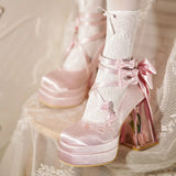 Advbridge French Fairy Lace-Up Single Shoe Ballet Thick With Lolita Design Sense Of Minority Evening Gentle Evening Wind Pumps