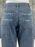 Advbridge Vintage Y2k Women Cargo Jeans Low Waist 2000s Star Aesthetic Denim Trousers Grunge Streetwear Gyaru Harajuku Retro Jeans