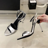 ADVBRIDGE  -  Pointed Toe Belt Buckle Super High Heel Women Sandals Fashion Open Toe Thin Heel Sandals Simple Comfortable Ankle Strap Pumps