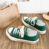 ADVBRIDGE  -  Unisex High-Top Vulcanized Canvas Sneakers Solid Green/Black Lace-Up All-Season Student Casual Shoes Low Top Skate Shoes