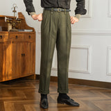 ADVBRIDGE  -  Autumn and Winter British Thick Casual Pants Commuter Straight High Waist Pants Japanese All-match Warm Pants for Men