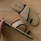 ADVBRIDGE  -  Fashion Weave Clip Toe Flat Sandals Women Summer Comfortable Low Heel Designer Shoes Simple Non-slip Vacation Beach Casual Shoes