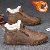 Advbridge Men Leather Shoes Luxury Designer Slip on Loafers Ankle Casual Boots with Zipper Comfortable Formal Dress Flats Driving Moccasin