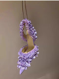Advbridge 2025 New High end Pointed Single Shoes Sexy Diamond Bow Decoration Lace e Fashion Versatile High Heel Sandals