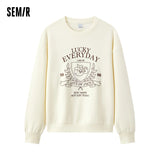 Advbridge Semir Hoodie Women Design-featured Embroidered Loose and Lazy 2025 New Spring Round-neck Drop-shoulder Pullover Fashionable