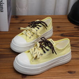 ADVBRIDGE  -  Hot Sale Women Thick Sole Canvas Shoes Vintage Fashion Students Breathable Lace-Up Sneakers Platform Black Sports Shoes
