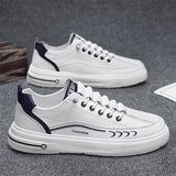 ADVBRIDGE  -  Men's Small White Shoes Canvas Shoes Fashion Shoes Leather Comfortable Shoes Top Breathable Board Shoes Fashion Casual Shoes