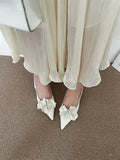 ADVBRIDGE  -  Pink High Heels Sexy Pointed Toe Slingback Shoes Design Flower Low Heel Office  Shoes White Pumps Chaussures Femme
