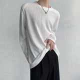 Advbridge Loose Men's Texture Shoulder Pads T-shirt Korean Style Casual Solid Color Round Collar Sleeved Male Tops 2024 Autumn New Fashion