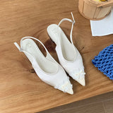 ADVBRIDGE  -  Satin Luxury Pointed Toe Mules Women Slides Butterfly-Knot Shallow Elegant Dress Shoes 2025 Summer Slingback Sandals Ladies