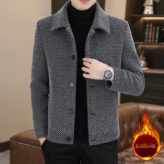 Advbridge Korean Winter Woolen Jacket Men Plush and Warm Short Trench Coat Plaid Casual Business Streetwear Overcoat Social Men Clothing