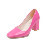 ADVBRIDGE  -  New Retro Pumps Women Temperament Square Toe Thick Heel Ladies Dress Shoes High-heeled OL Fashion High Heels Pumps Plus Size 43