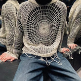 Advbridge Y2k Clothes Spider Web Hollow Hole Design Trendy Men LGBT Streetwear Hooded Pullover Knit Top Sweater Mens Korean Fashion