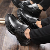 Advbridge Genuine Leather Shoes Men Winter Boots Warm Cotton Cold Winter Cow Leather Male Footwear Black Ankle Boots A1883