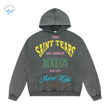Advbridge Autumn Winter Heavy Fabric Cotton Saint Tears Hoodie Men Women Colorful Letter Logo Printi Vintage Washed Black Gray Pullovers