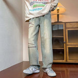 Advbridge Fashion Wide Leg Jeans Men Baggy Y2k Clothes Washed Vintage S-3xl Hip Hop Streetwear Y2k Denim American Unisex Trousers Vaqueros