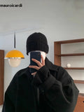 Advbridge Autumn Winter Long Warm Grey Black Slouchy Woolen Coat Men Single Breasted Loose Casual Wool Blends Overcoat
