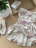 ADVBRIDGE  -  Sexy Strapless Dresses for Women's French Style Printed Retro Dresses Summer Fashion Vestidos mujer