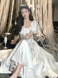 Advbridge  -  French Elegant White Wedding Party Dress Women Vintage Burgundy Romantic Prom Vestidos Summer Korean A-line Graduation Dresses