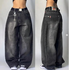 Advbridge 2024 New Fashion Popular Grey Washed Exaggerated Baggy Jeans Y2K Street Vintage Hip-hop Punk Style High Waist Wide Leg Pants