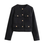 Advbridge Woman Outerwears Autumn Long Sleeve Cropped Jacket For Women Winter Button Demi-Season Short Coats Elegant Women's Coat