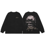 Advbridge Y2k Streetwear Graffiti Long Sleeve Cotton Tshirts for Men and Women Crew Neck Ropa Hombre Baggy Tshirts Oversized  Top Tees
