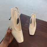 ADVBRIDGE  -  Spring Women Red Sandal Shoes New Brand Square Toe Shallow Slip On Slingback Shoes Thin High Heel Dress Pumps Shoes New