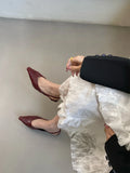 ADVBRIDGE  -  Fashion Spring Slingback Sandals Women Half Wrap Pointy Toe Designer Low Heel Shoes Elegant Shallow Pumps Party Dress Mules