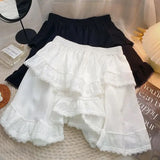 Advbridge White Skirt Irregular Ruffles Kawaii Women Mini Skirts Japanese Style Sweet Patchwork Elegant Casual Black Short Skirt