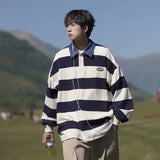 Advbridge T Polo Shirts for Men Stripe Tops Sweatshirts Male Clothes Japan Baggy Designer Casual F Harajuku Fashion Winter Size S Emo New
