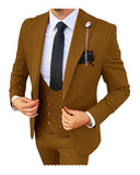 Advbridge Formal Men 3 Piece Wedding Suit Groom Tuxedo Slim Fit Business Suits Champagne Wedding Suit Costume Homme (Blazer+Pants+Vest)