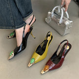 ADVBRIDGE  -  Spring Design Inlay Diamonds Woman Pumps Sexy Thin Low Heels Pointed Toe Elegant Slingbacks Prom Banquet Mules Shoes