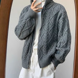 Advbridge Autumn Clothing Men's Light Luxury Jacquard Knitted Hooded Cardigan Sweater Korean Popular Zipper Long Sleeve Hoodie Knitwear