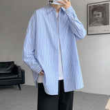 ADVBRIDGE  -  M-5XL Plus Size Men's Striped Long Sleeve Shirt Loose Fit Button Up Tops For Office Dinner Party Single Breasted Autumn Clothing