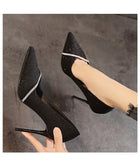 ADVBRIDGE  -  Pure Desire Elegant High Heels Shoes Female Sequin Pointy Fariy Thin Heel Women Shoes Rhinestone Wedding Shoes Korea New Summer