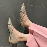 Advbridge new spring women pumps natural leather 22-24.5cm length Glitter +pigskin pointed toe Crystal cross strap Mary Jane shoes
