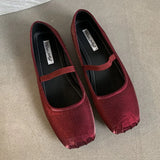 ADVBRIDGE  -  Ballet Red Footwear Mary Janes Silk Women Flats With Shoes Female Soft Fashion Buckle Shallow Ladies Lolita Dance Shoes