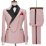 Advbridge Solid Men's 2 Pieces Suit Double Breasted Jacket and Trousers Dinner Party Wedding Groom Tuxedos Slim Fit Formal Business Suits